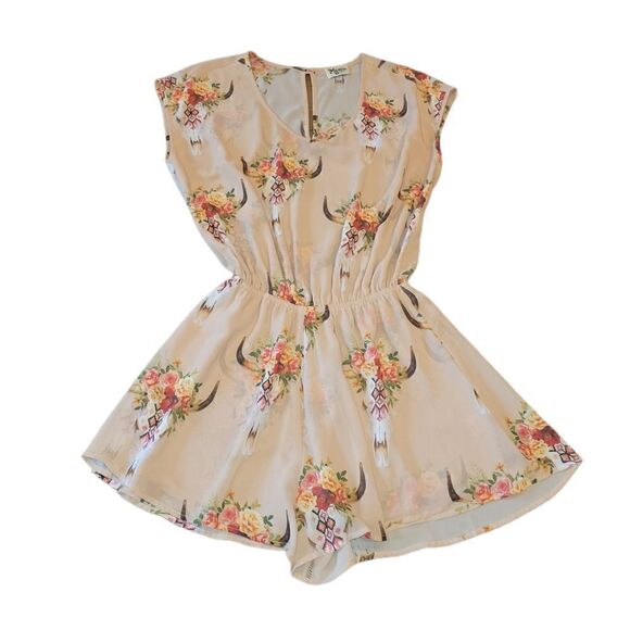 Show Me Your MuMu Rowdy Romper Peach Desert Rose Bull Head S - Picture 4 of 14